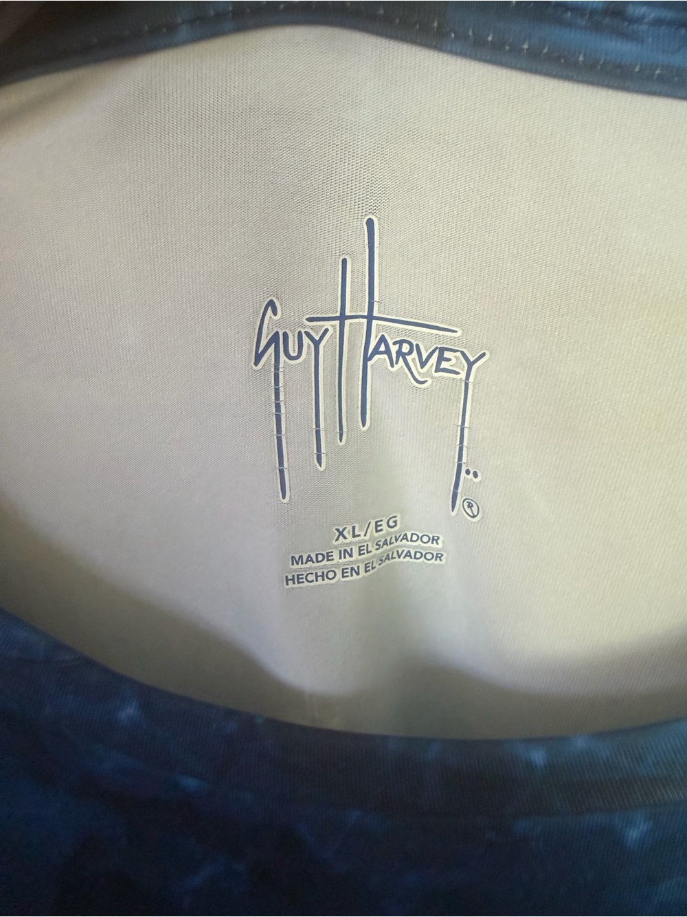 Guy Harvey Navy Blue and Cream Crew Neck Tee
